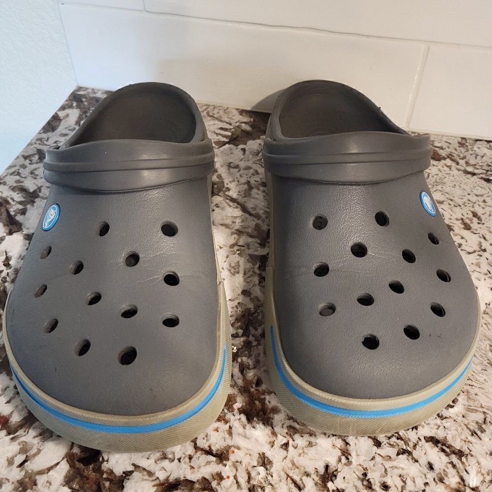 Crocs Crocband Gray/ Blue Clogs Slides Men 9 W 11‎